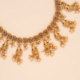 Temple Lakshmi Golden Pearl Drop Necklace