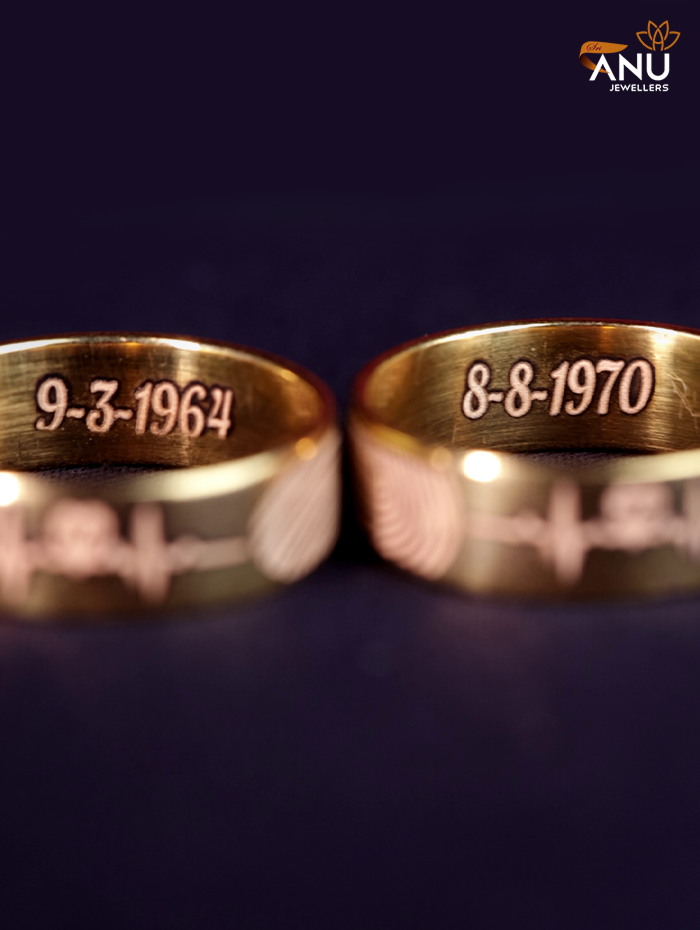 Heart Beat in Letter & Fingerprint Ring