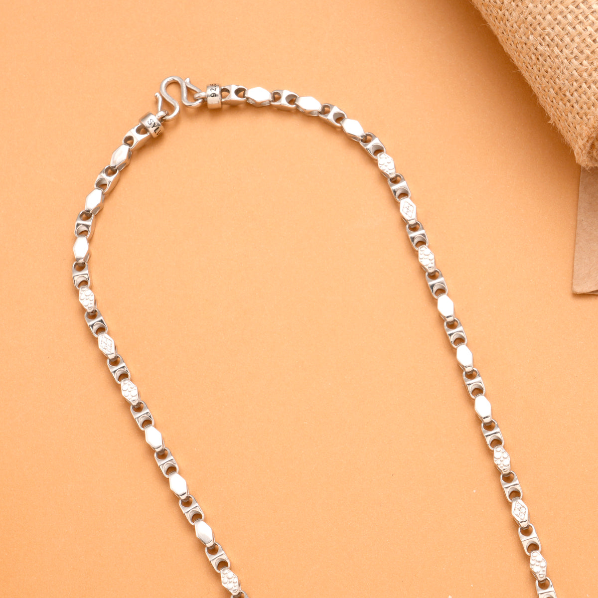 Modern Textured Silver Link Men’s Chain