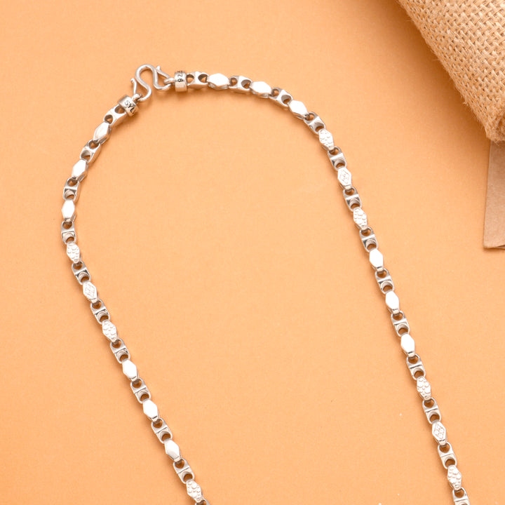 Modern Textured Silver Link Men’s Chain