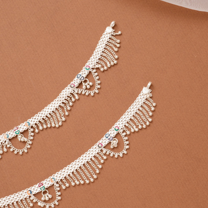 Elegant Chain Drops Fringe Bell Silver Anklet
