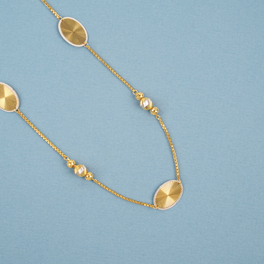 Dainty Oval Disc Pattern Gold Chain