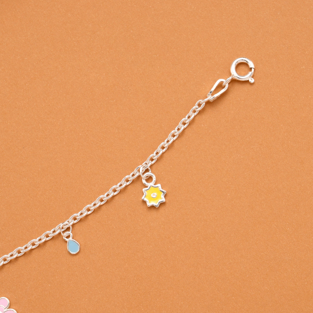 Charm Honey Bee Floral Silver Baby Bracelet