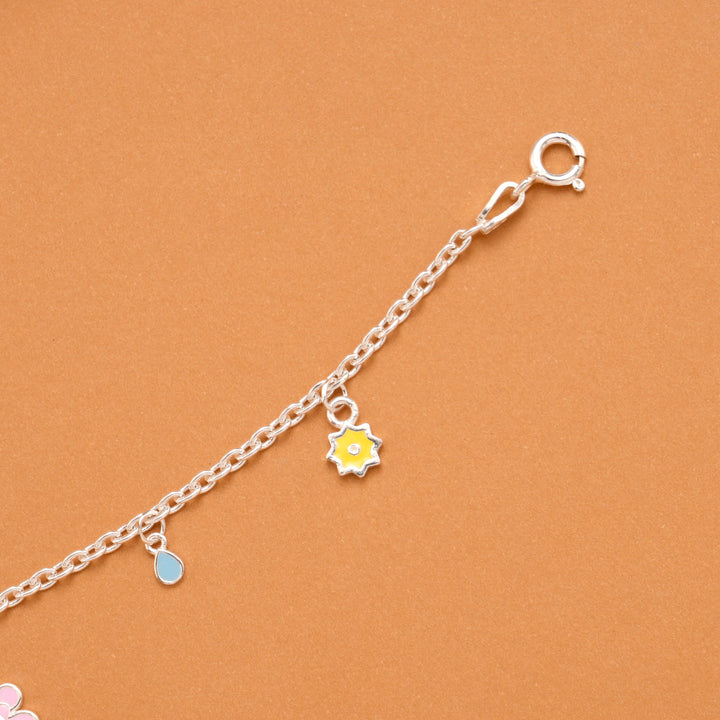 Charm Honey Bee Floral Silver Baby Bracelet