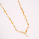 Leafy Pattern White Stone Golden Necklace Set