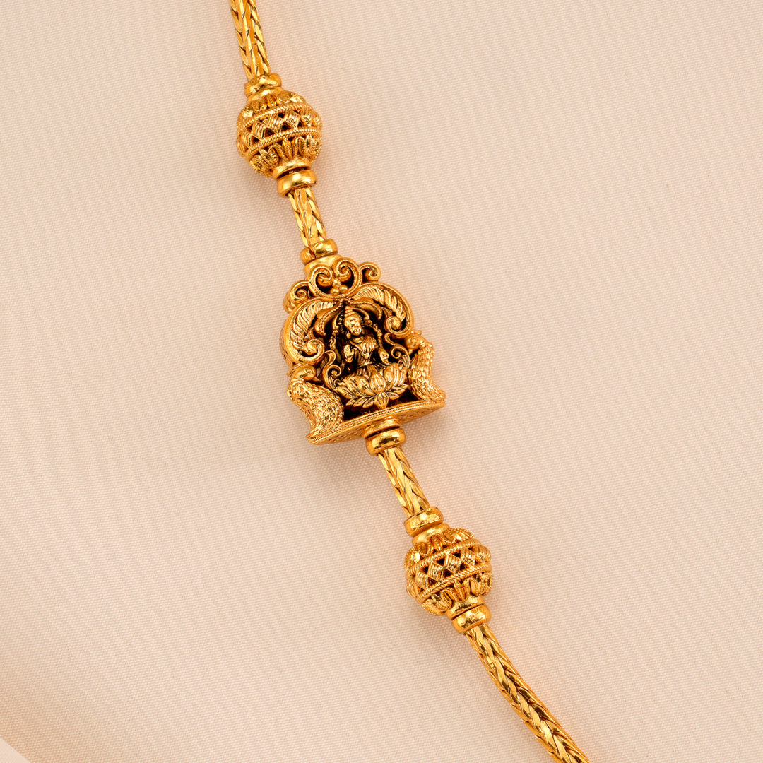 Nagas peacock and Lakshmi Golden Mugappu Chain