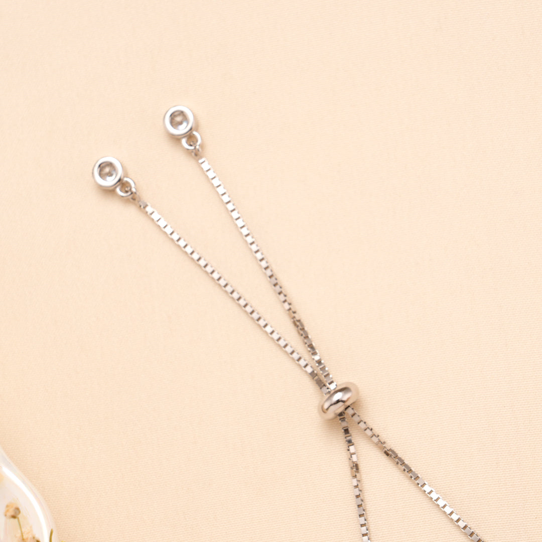 Dual Tone Blossom Heart Silver Women Bracelet