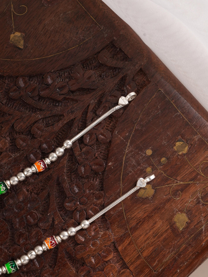 Latest Balls Bombay Model Silver Anklet