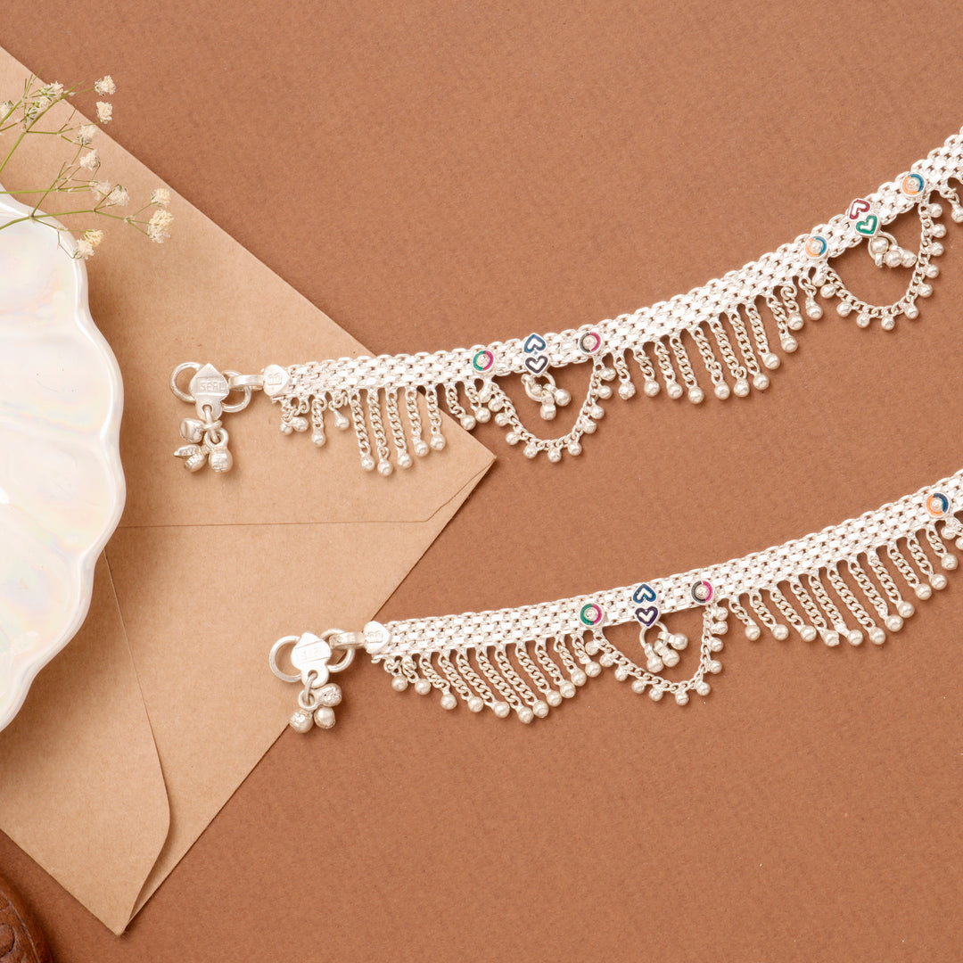 Elegant Chain Drops Fringe Bell Silver Anklet