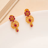Ruby Heart Floral Golden Necklace Set