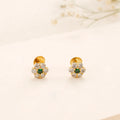 Vintage Flower Emerald Kundan Golden Stud