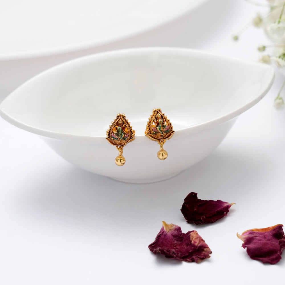 Divine Lakshmi Nagas Golden Ball Earring