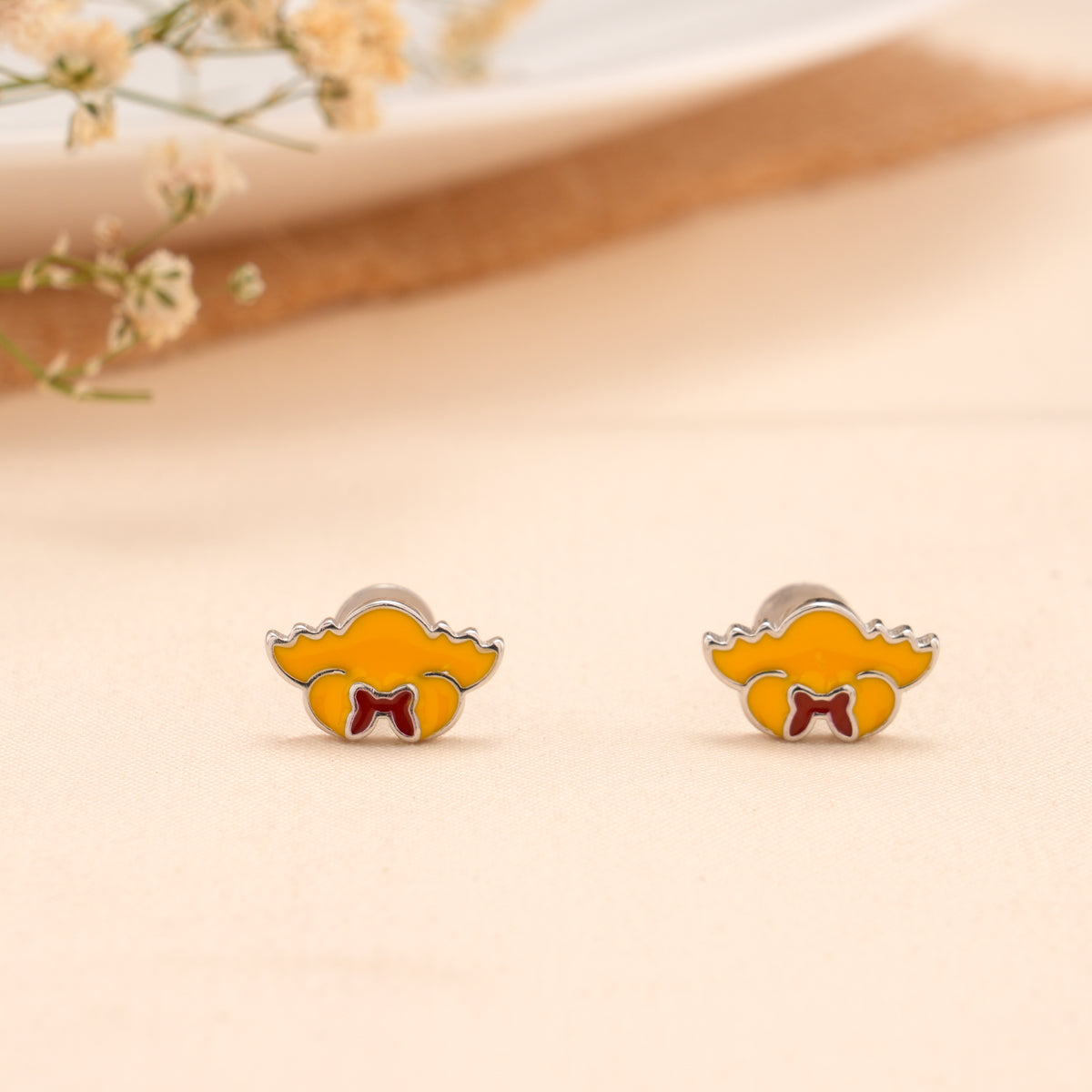 Yellow Baby Cap Stud Earrings