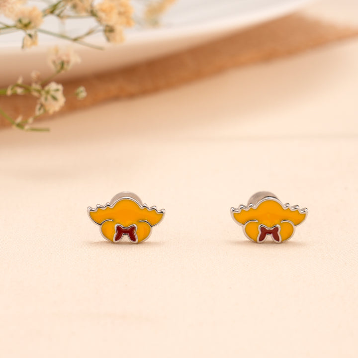 Yellow Baby Cap Stud Earrings