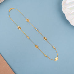 Dainty Oval Disc Pattern Gold Chain