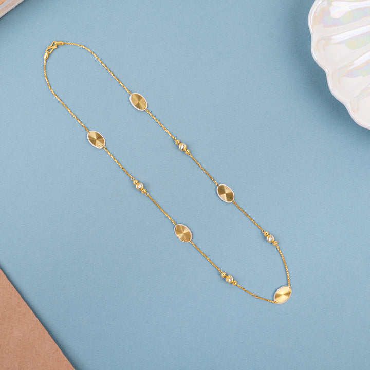 Dainty Oval Disc Pattern Gold Chain