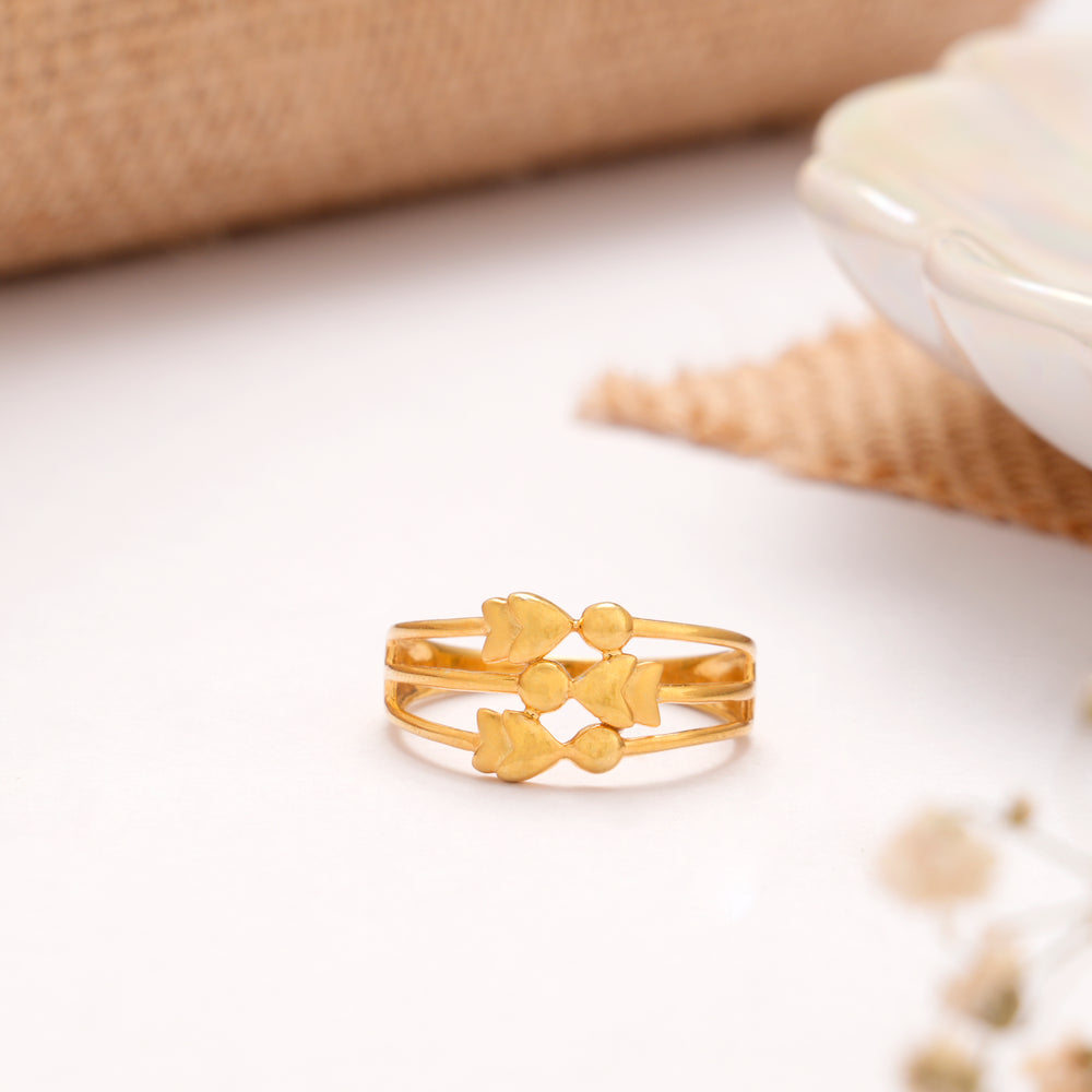 Multi Band Heart Design Golden Ring
