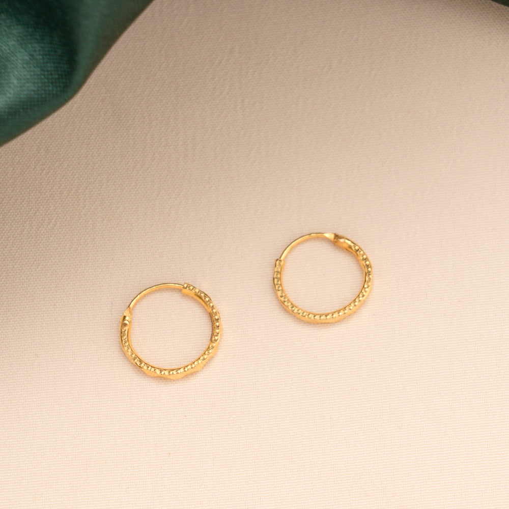 Small Beaded Plain Hoop Earrings