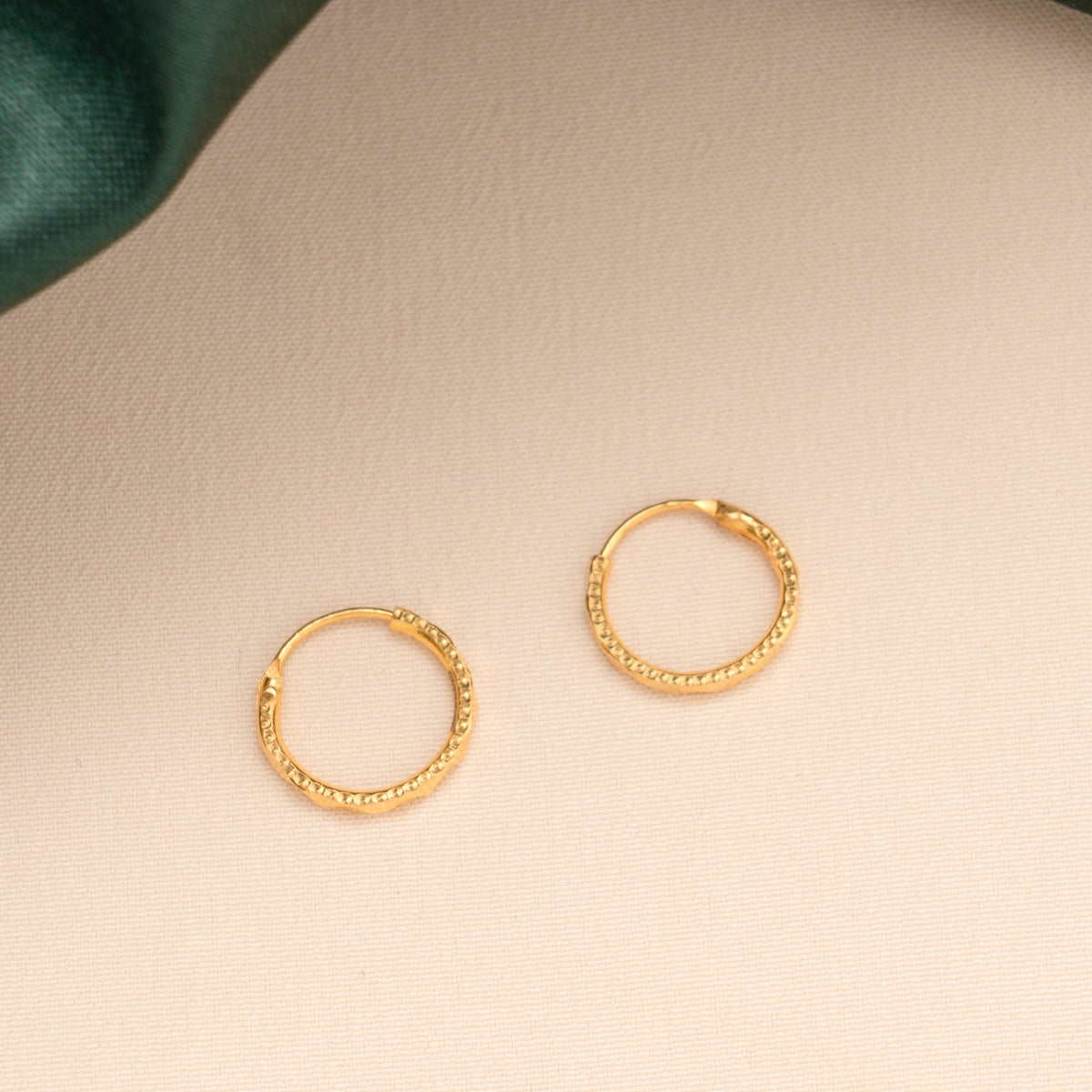 Small Beaded Plain Hoop Earrings