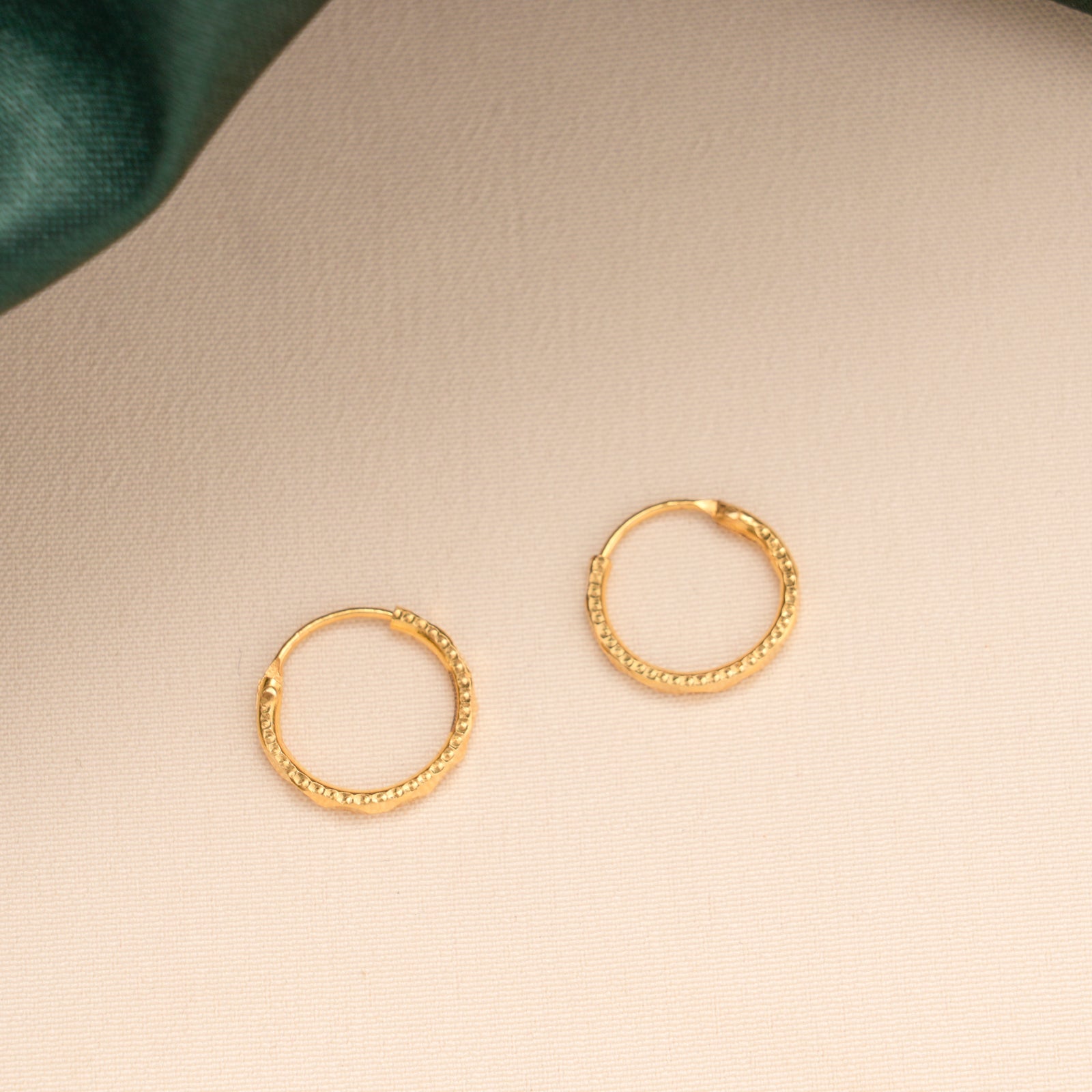 Small Beaded Plain Hoop Earrings