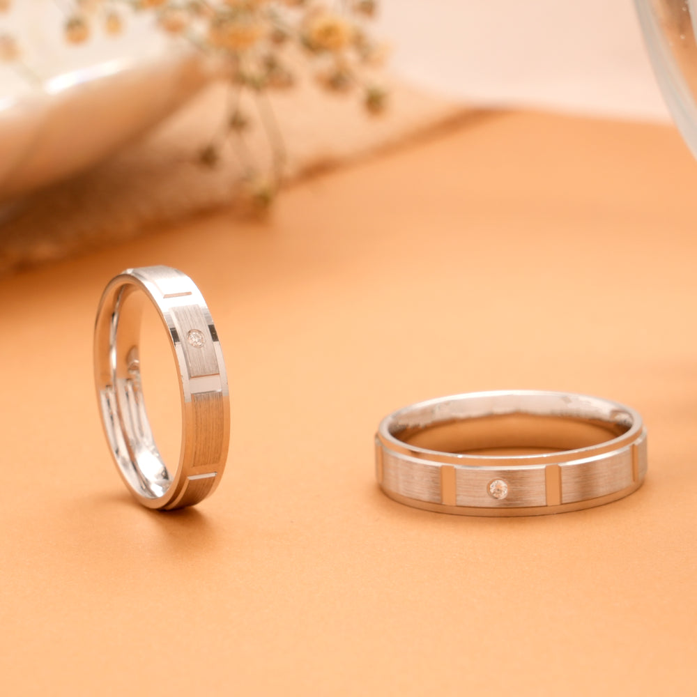 Classic Band Silver Couples Ring
