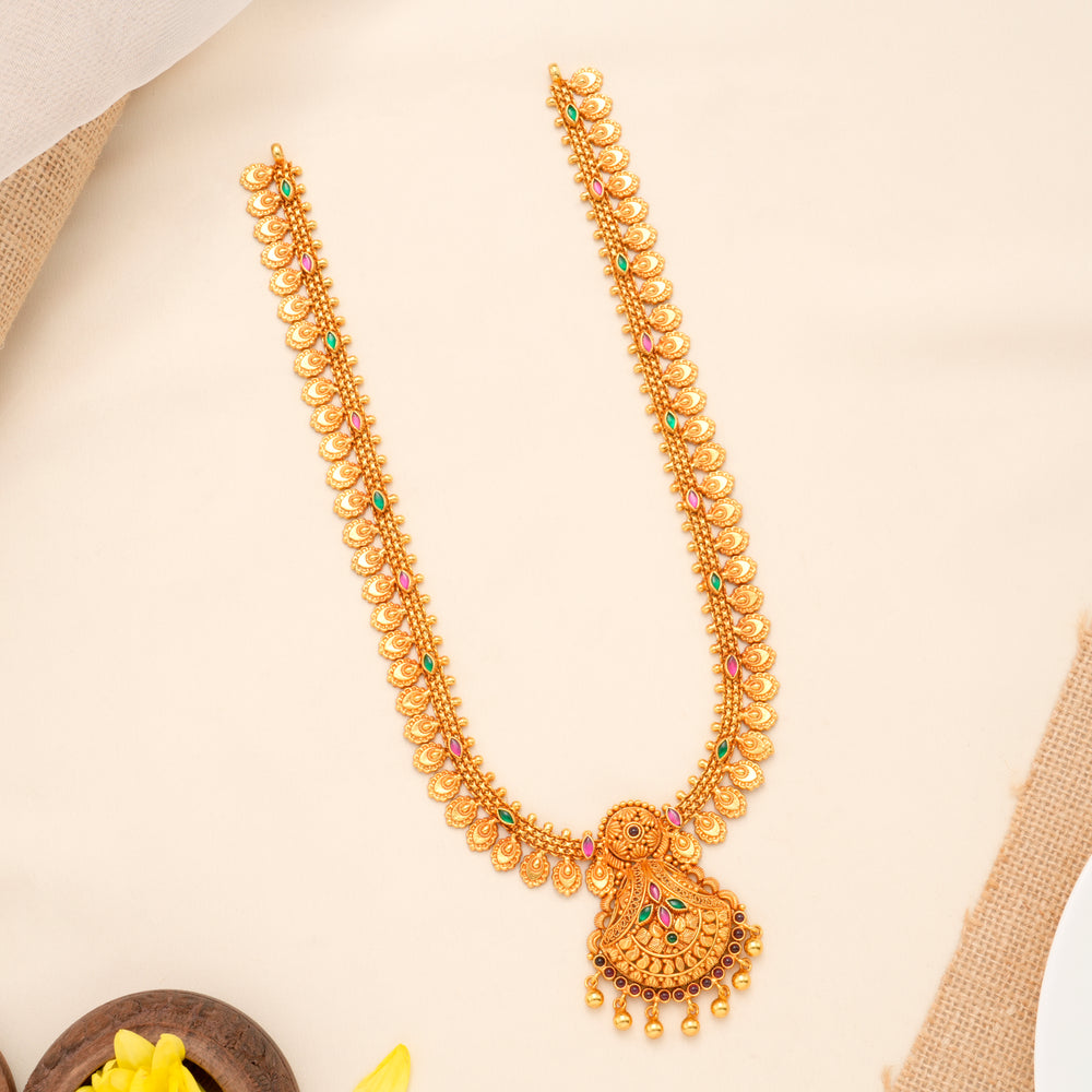 Elegant Floral Design Gold Plated Drops Haram