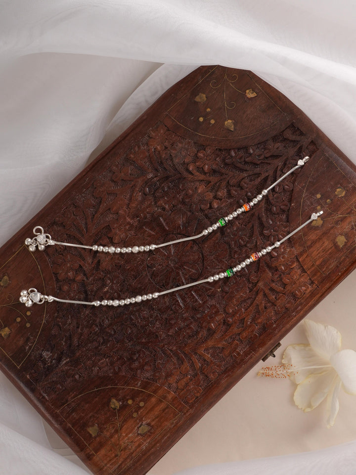 Latest Balls Bombay Model Silver Anklet