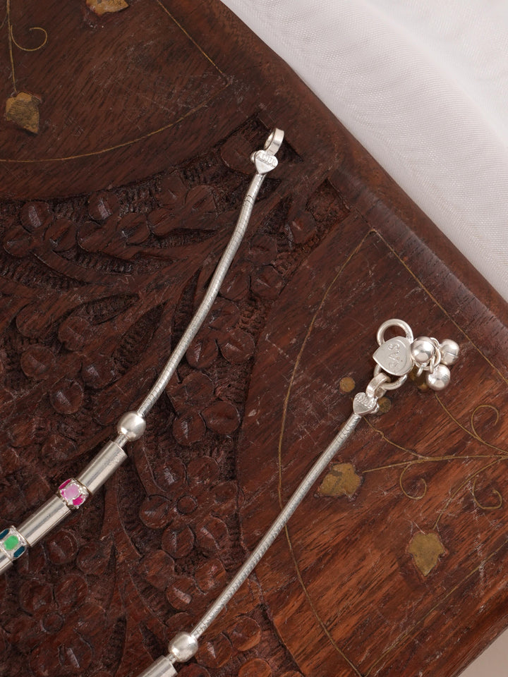Simple Silver Beads Anklet