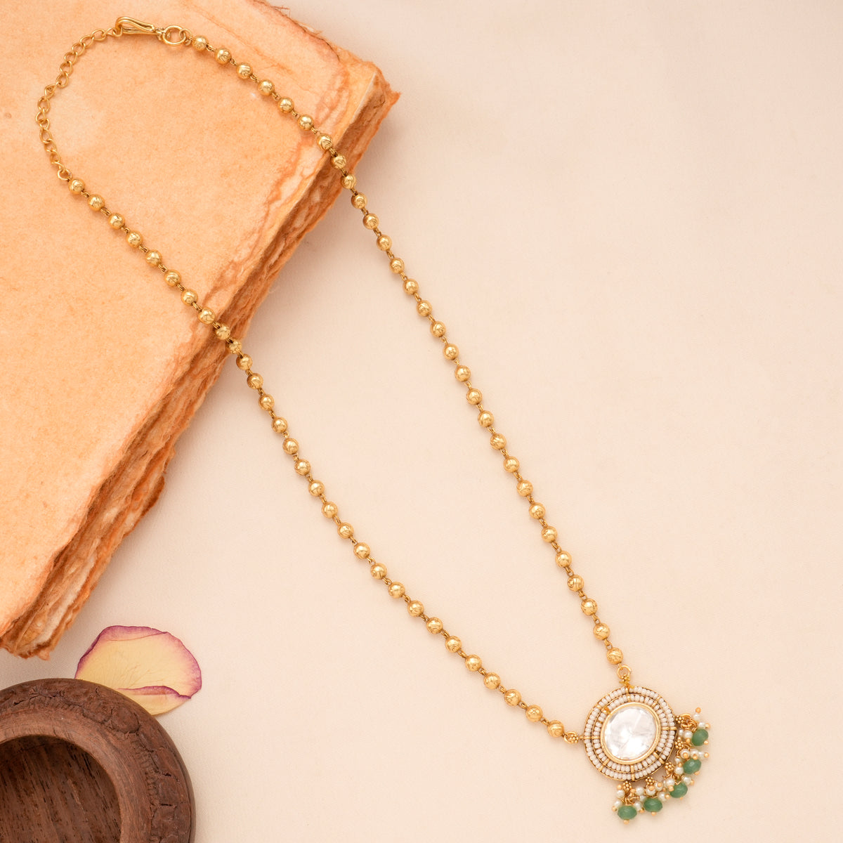 Classic Moissanite Pendant Golden Necklace Set