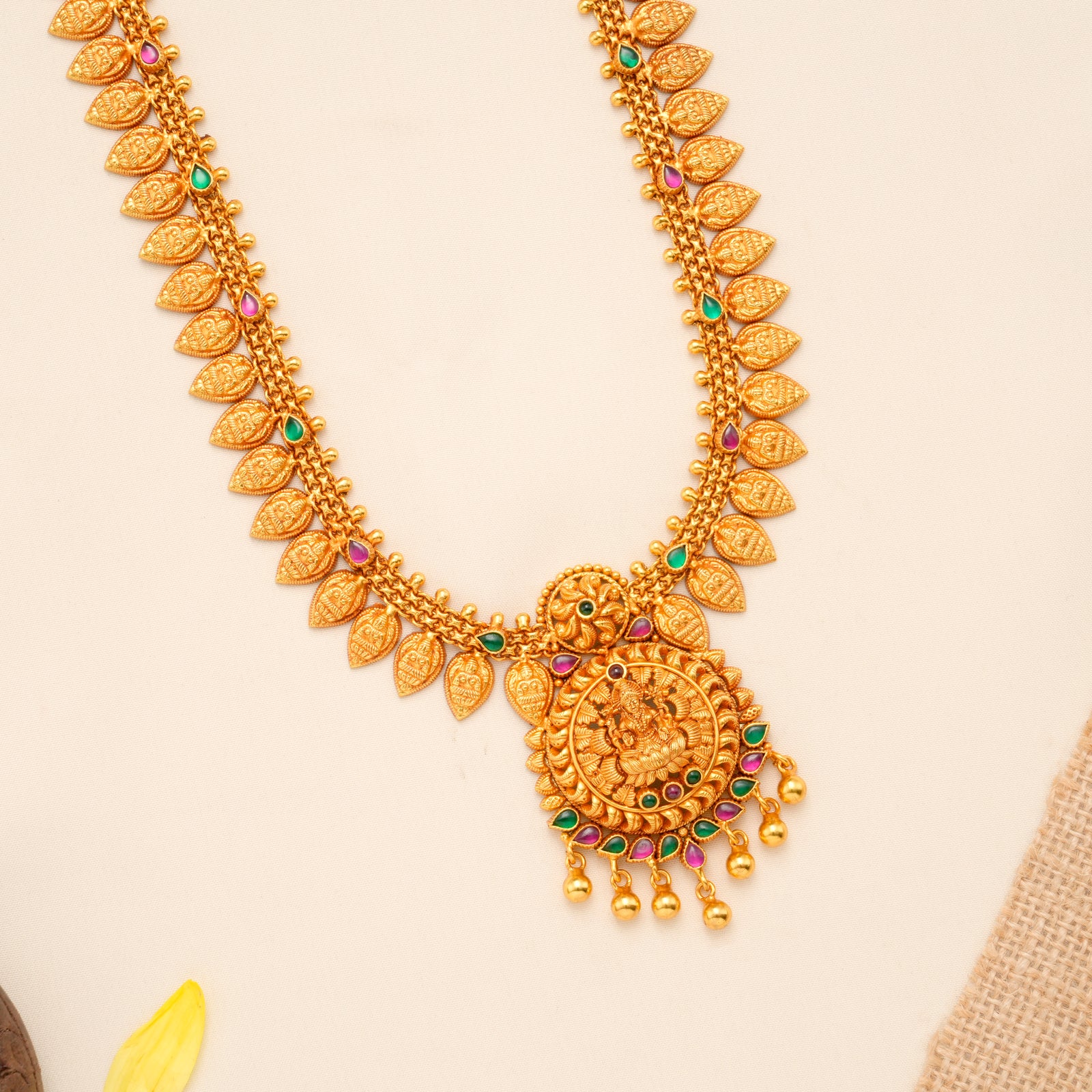 Nagas Lakshmi Leaf Gold Plated Haram