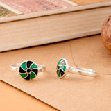 Elegant Spiral Enamel Silver Toe Ring