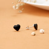 Trendy Black Heart Silver Stud