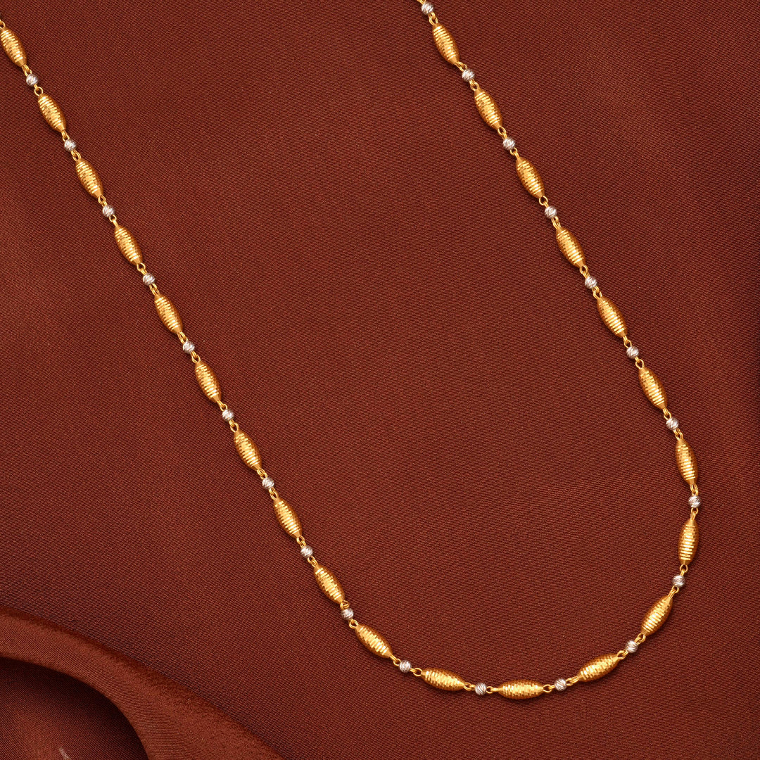 Dual Tone Cylindric Gold Chain for Women