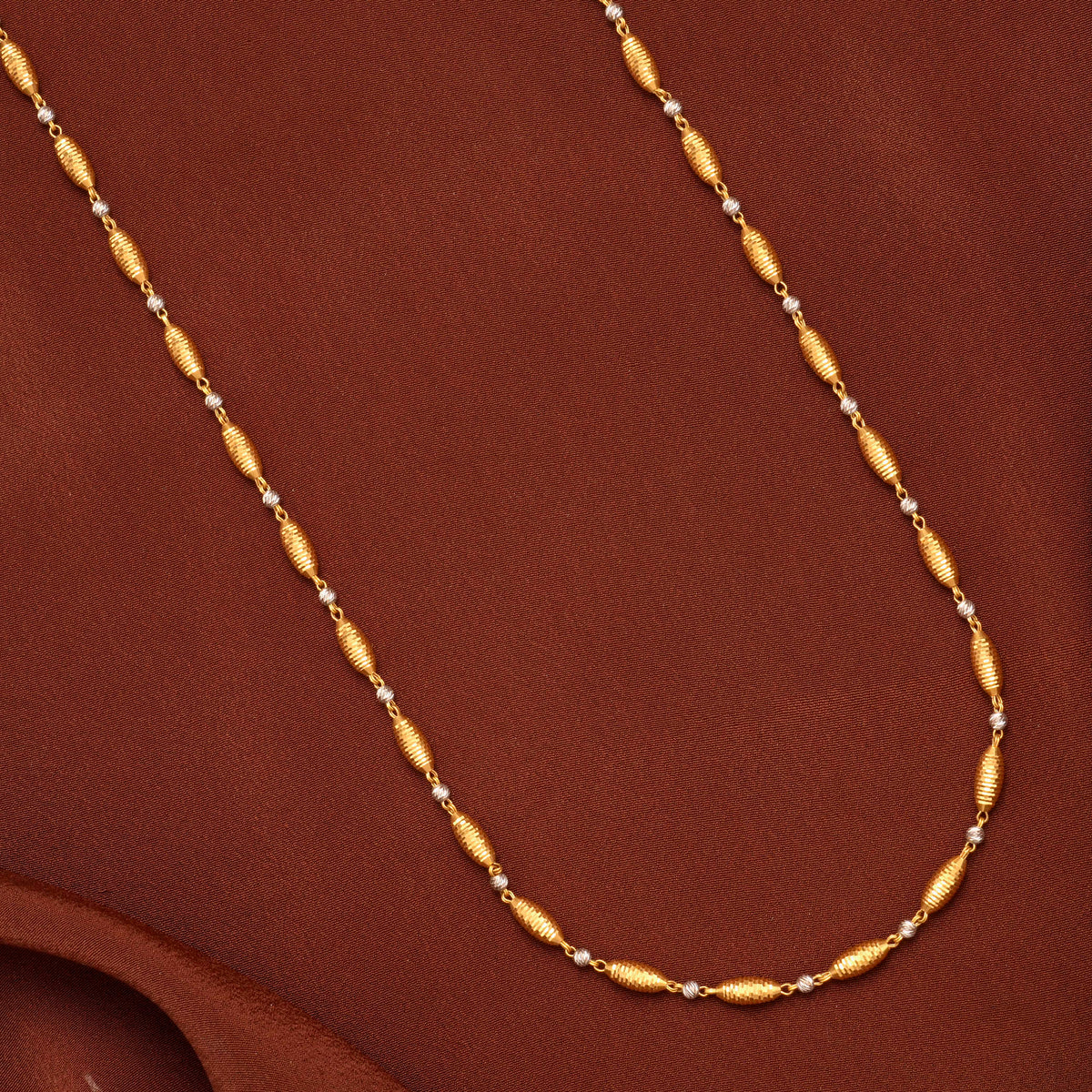 Dual Tone Cylindric Gold Chain for Women
