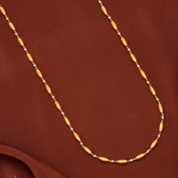 Dual Tone Cylindric Gold Chain for Women