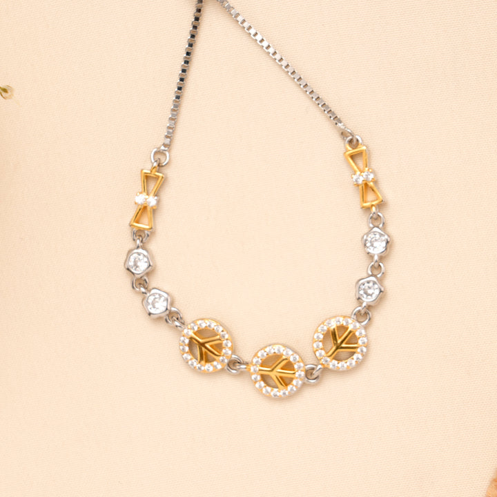 Two Tone Orbit Shine Silver Women Bracelet
