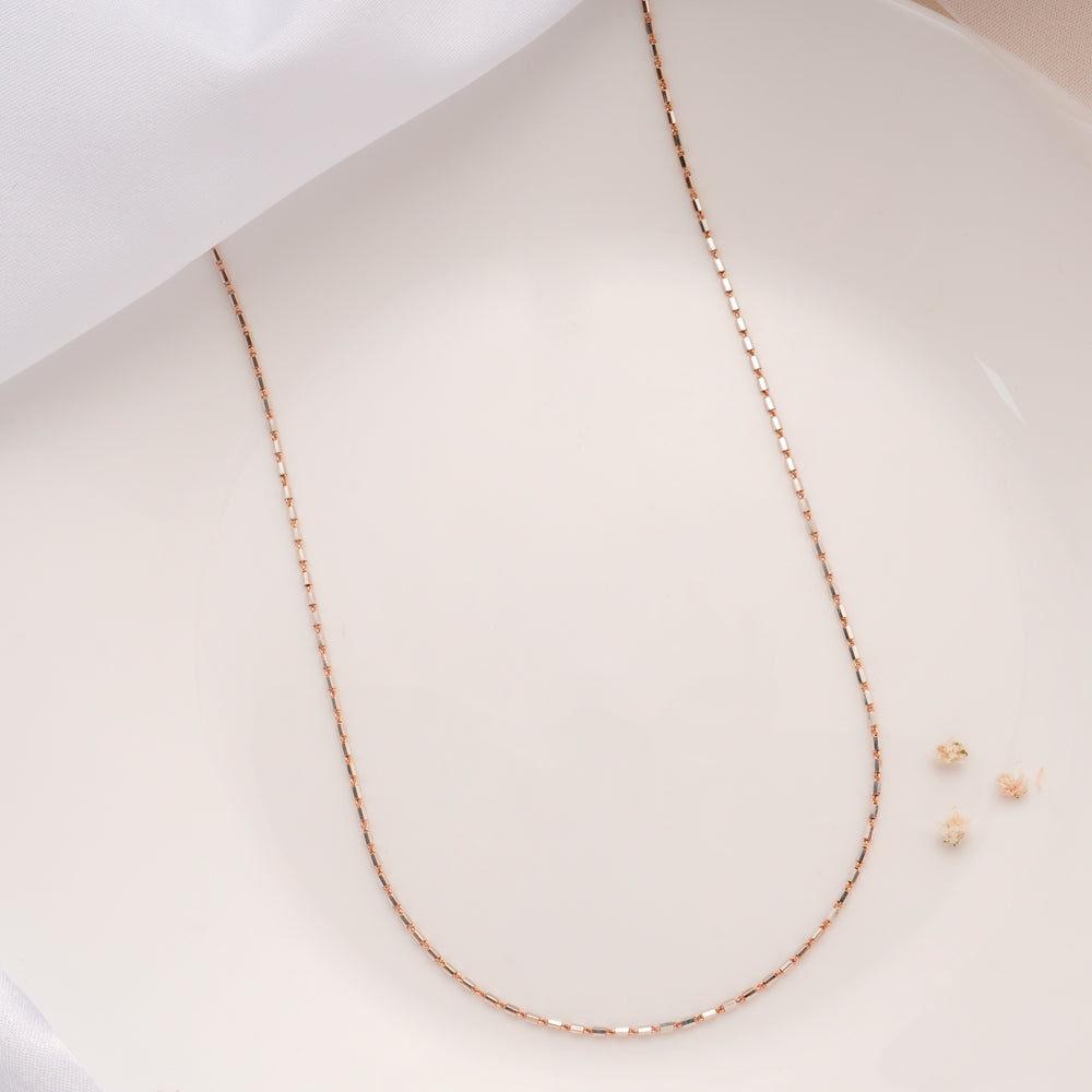 Elegant Rose Gold Box Silver Chain