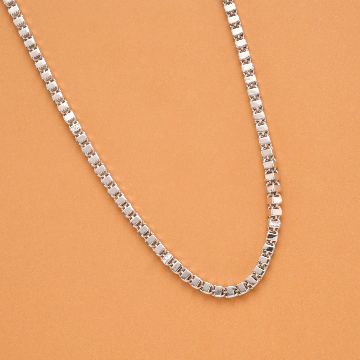 Lovely Lock Link Pattern Silver Men’s Chain