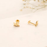 Horse White Stone Casting Golden Stud