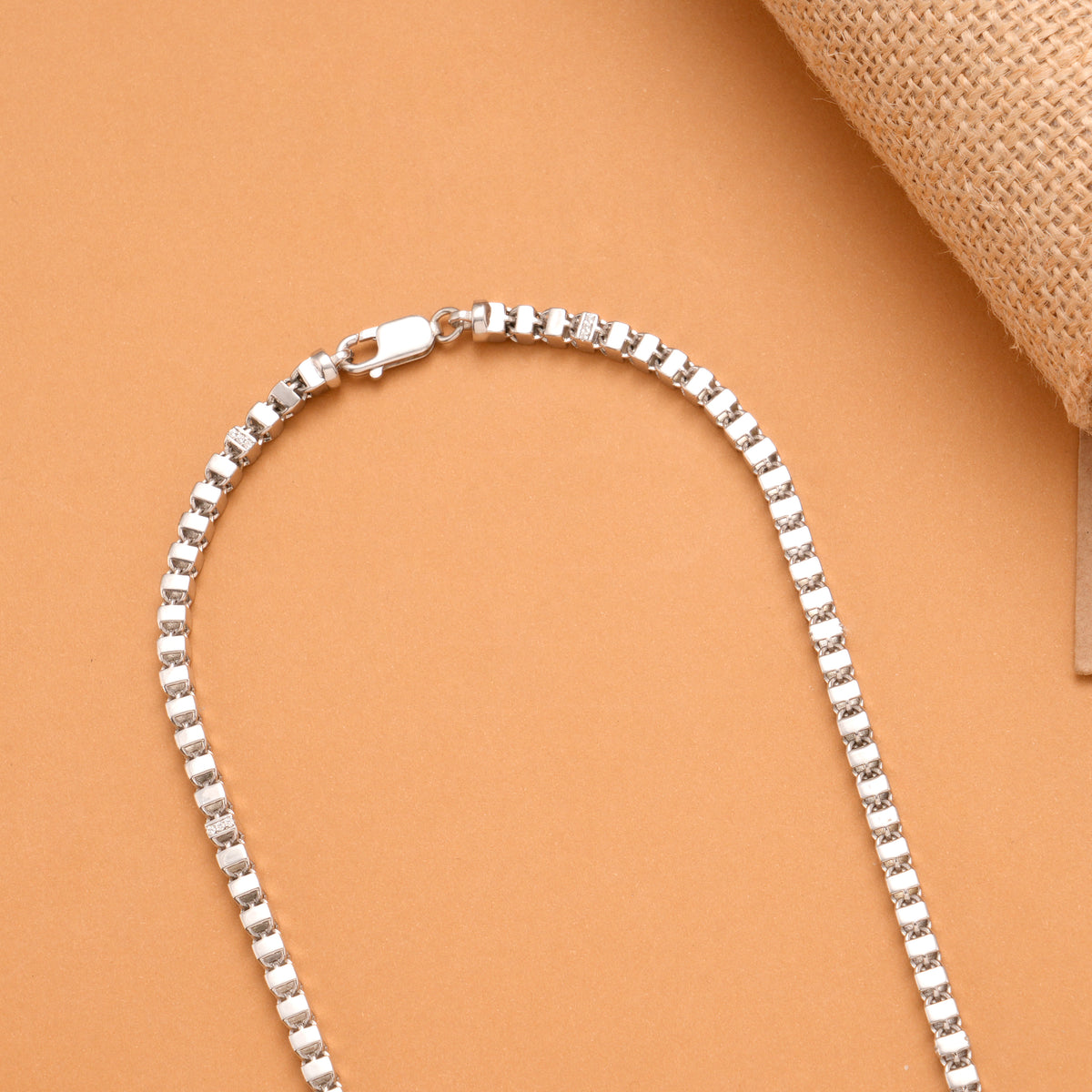 Lovely Lock Link Pattern Silver Men’s Chain