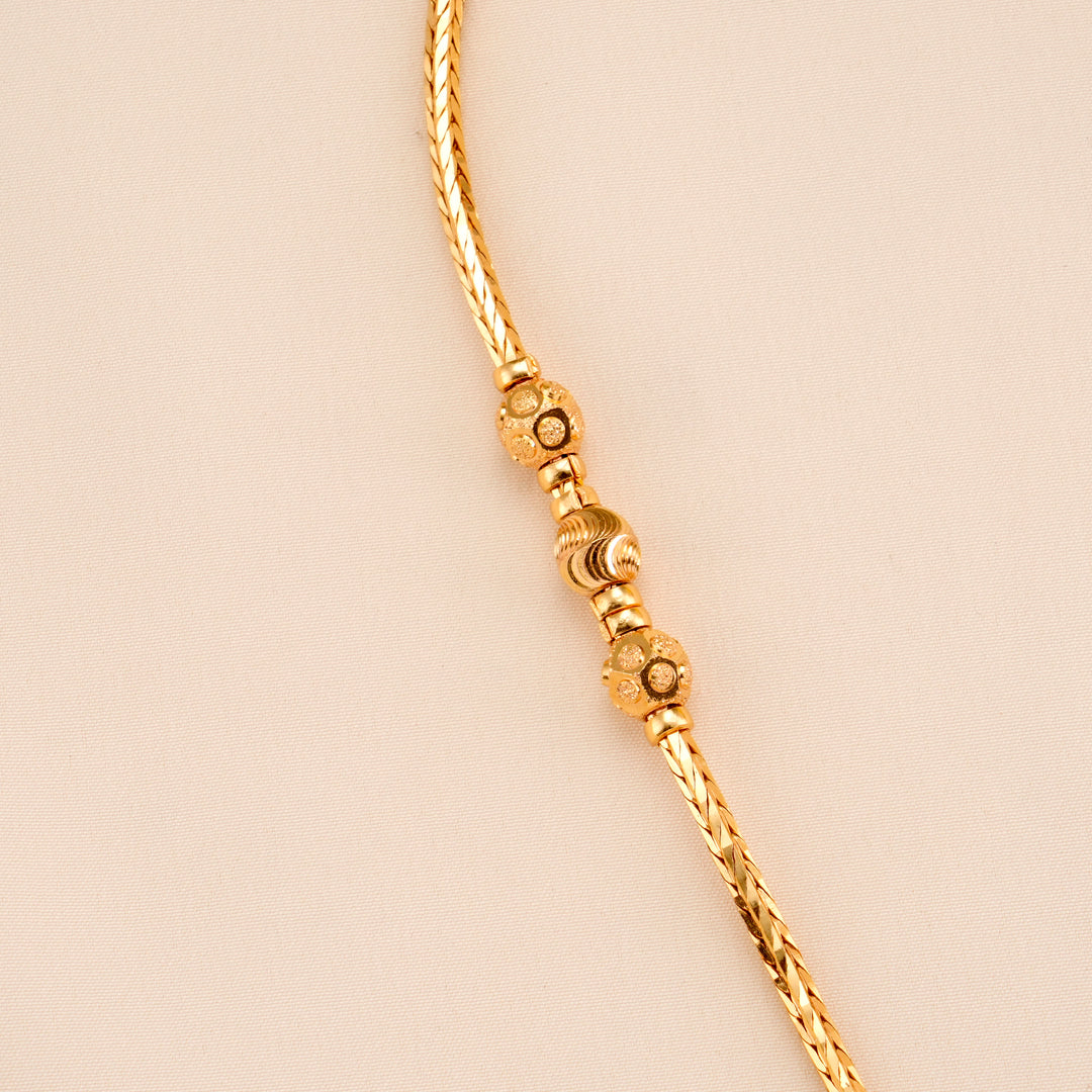 Royal Gold Plated Bead Mugappu Chain