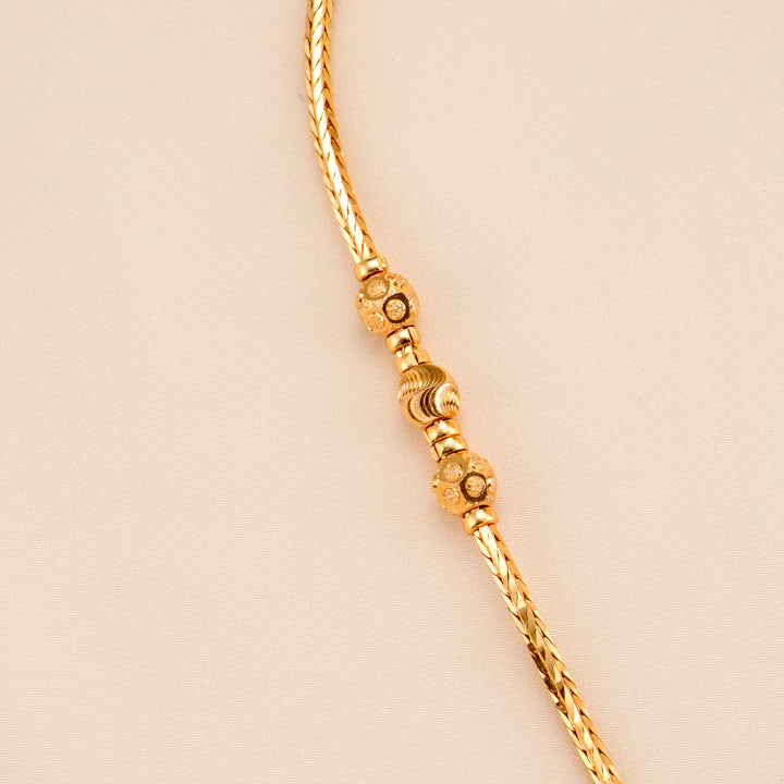 Royal Gold Plated Bead Mugappu Chain