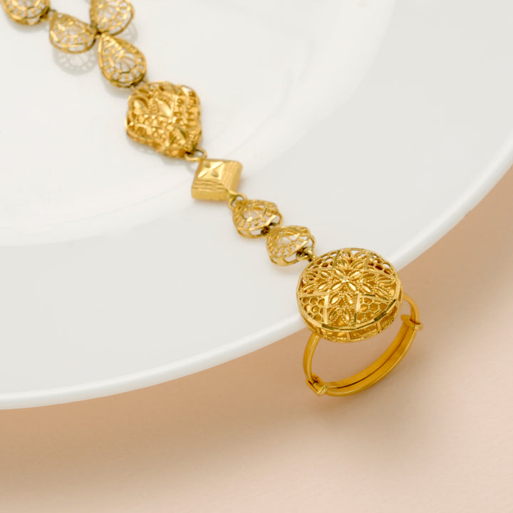 Regal Tear Drop Turkey Hath Phool Gold Bracelet