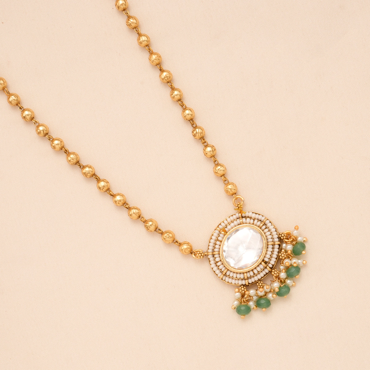 Classic Moissanite Pendant Golden Necklace Set