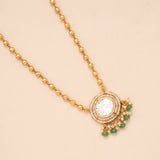 Classic Moissanite Pendant Golden Necklace Set