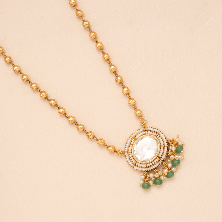 Classic Moissanite Pendant Golden Necklace Set