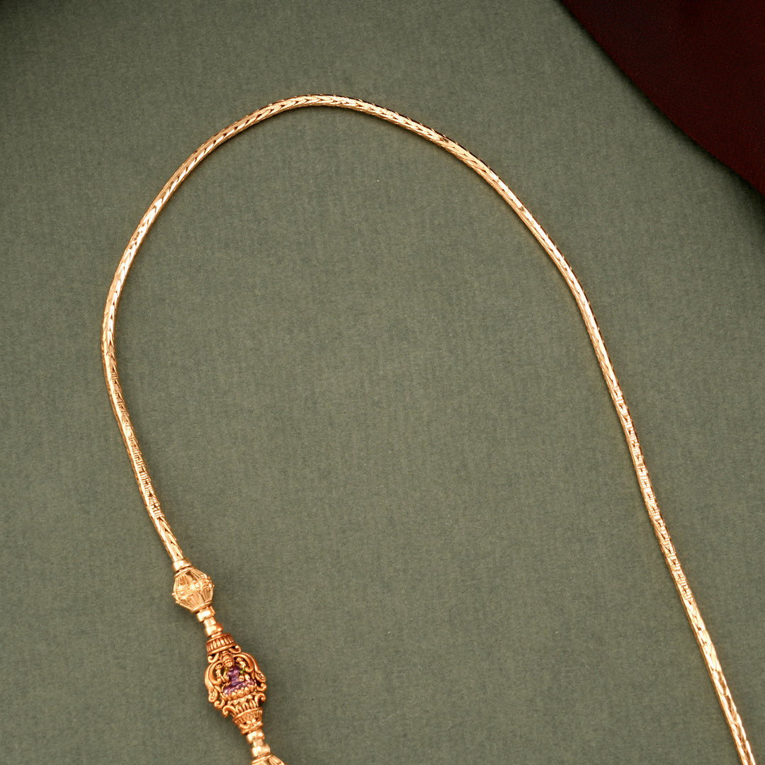 Ethnic Golden Lotus Lakshmi Mugappu Chain