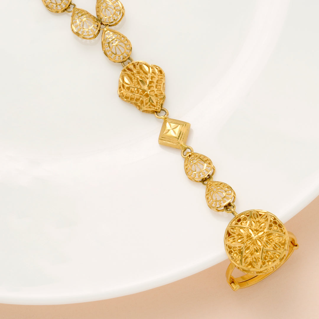 Regal Tear Drop Turkey Hath Phool Gold Bracelet