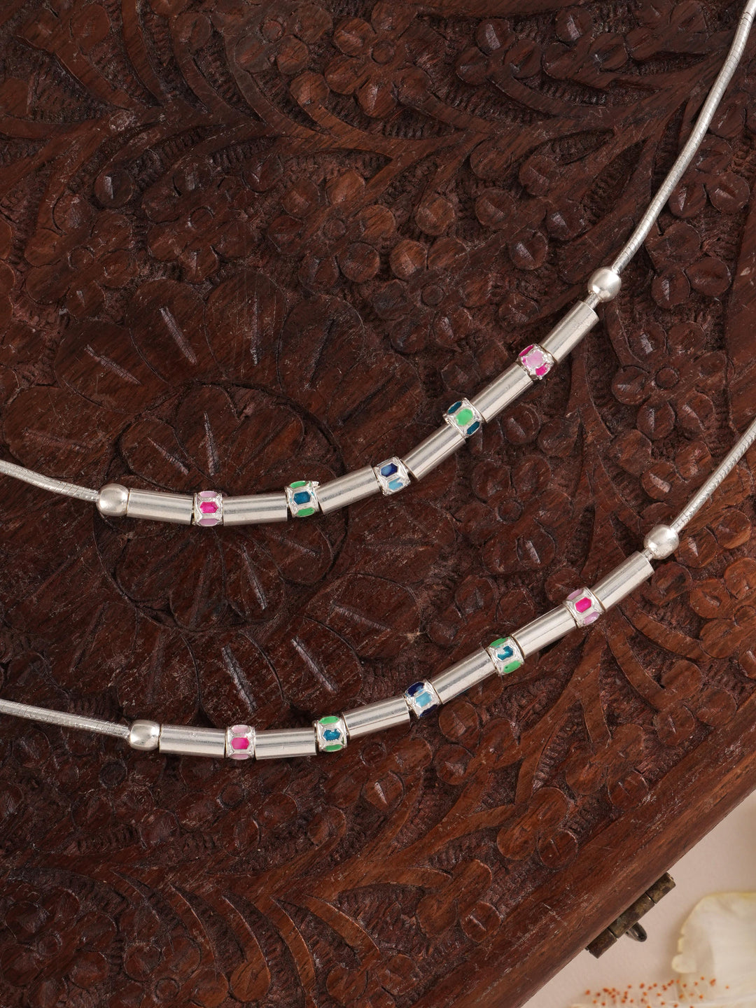 Simple Silver Beads Anklet