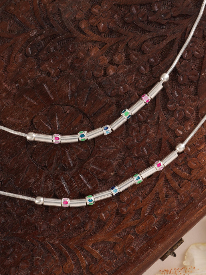 Simple Silver Beads Anklet